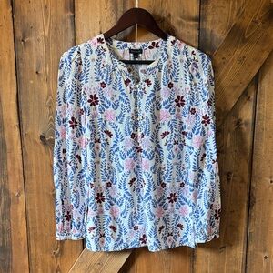 Talbots Floral Blouse - Blue, Pink, White